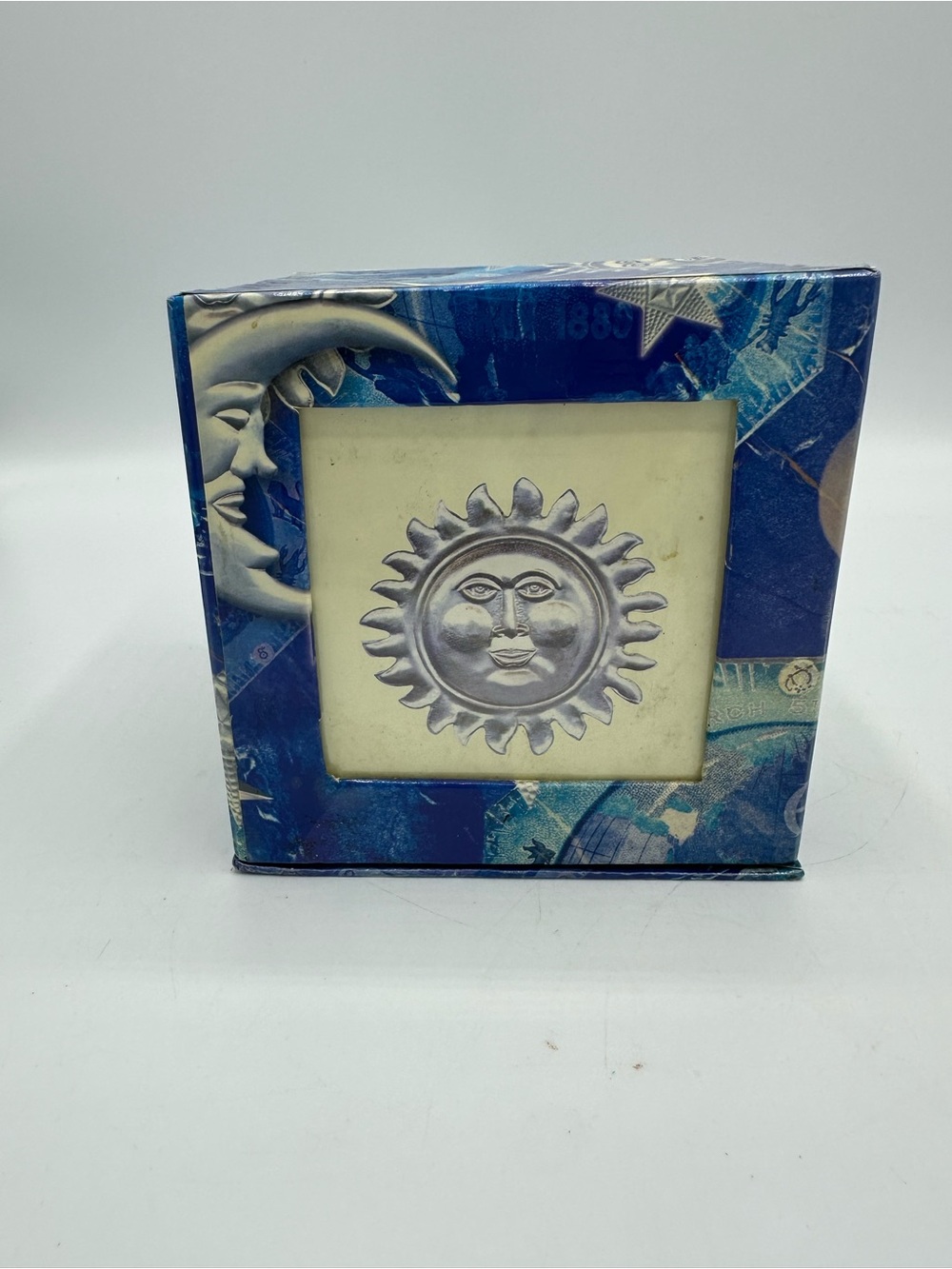 Celestial Photo Cube Sun Moon Stars  Picture Box Vintage 90’s Whimsical Desk